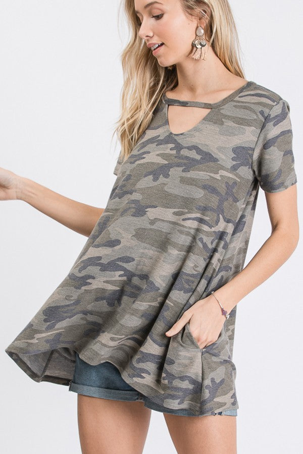 Camo Couture Pocket Tunic Top