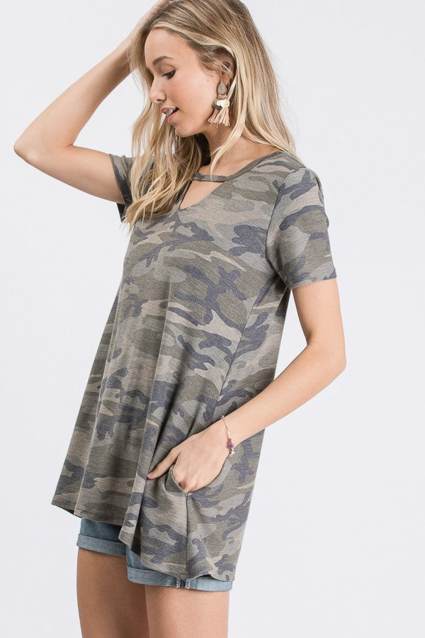 Camo Couture Pocket Tunic Top