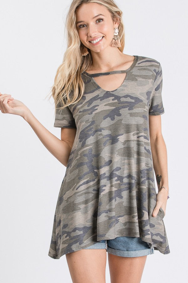 Camo Couture Pocket Tunic Top