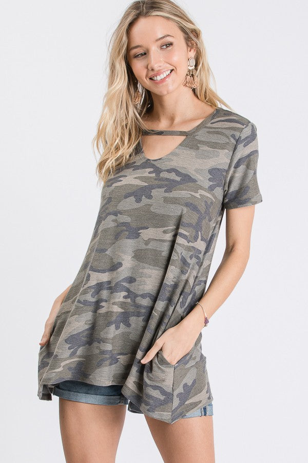 Camo Couture Pocket Tunic Top