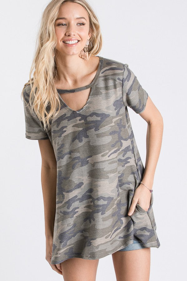 Camo Couture Pocket Tunic Top