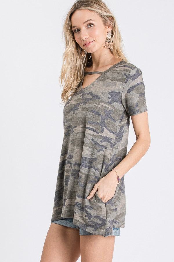Camo Couture Pocket Tunic Top