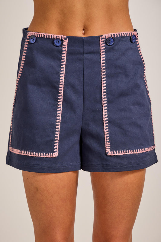 High Seas Contrast Stitch Nautical Shorts