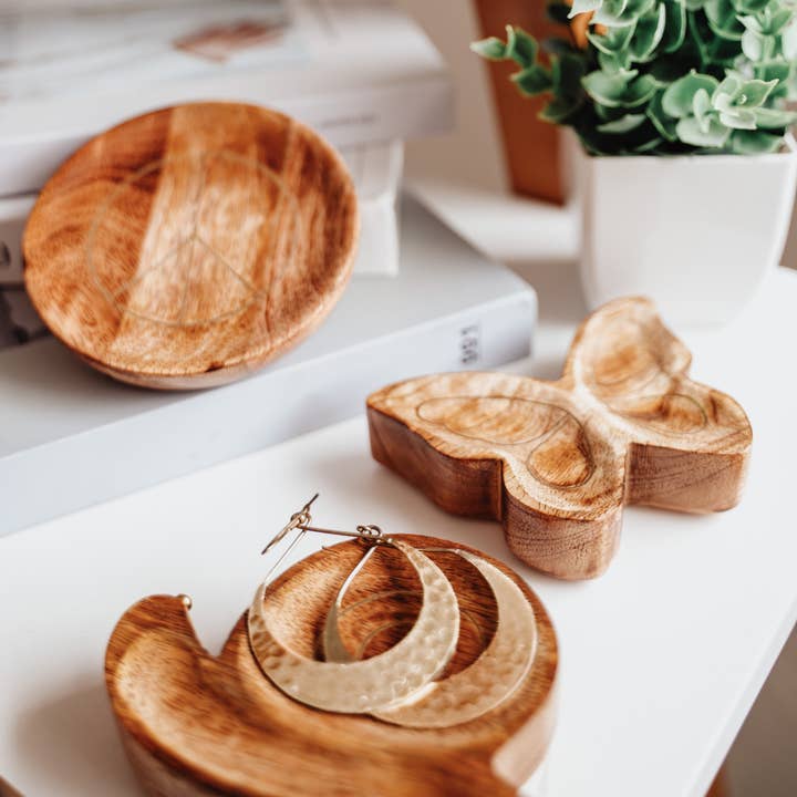 Fair Trade Hand Carved Wooden Trinket Trays