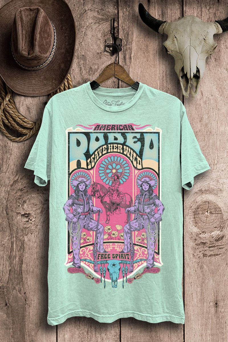 Leave Her Wild American Rodeo Western T-Shirt