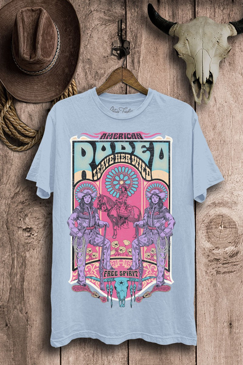 Leave Her Wild American Rodeo Western T-Shirt