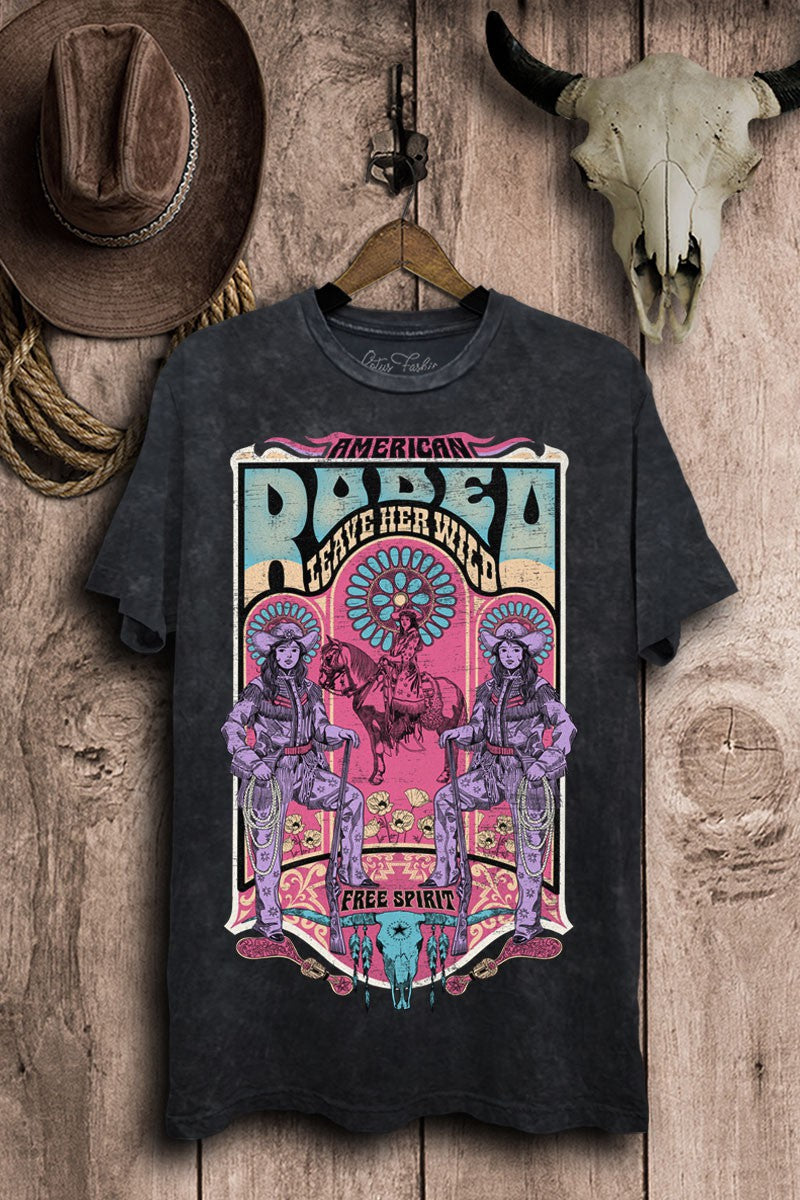 Leave Her Wild American Rodeo Western T-Shirt