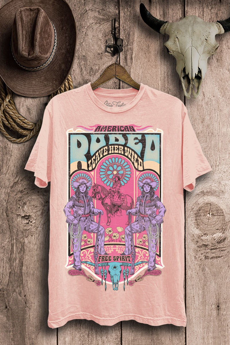 Leave Her Wild American Rodeo Western T-Shirt