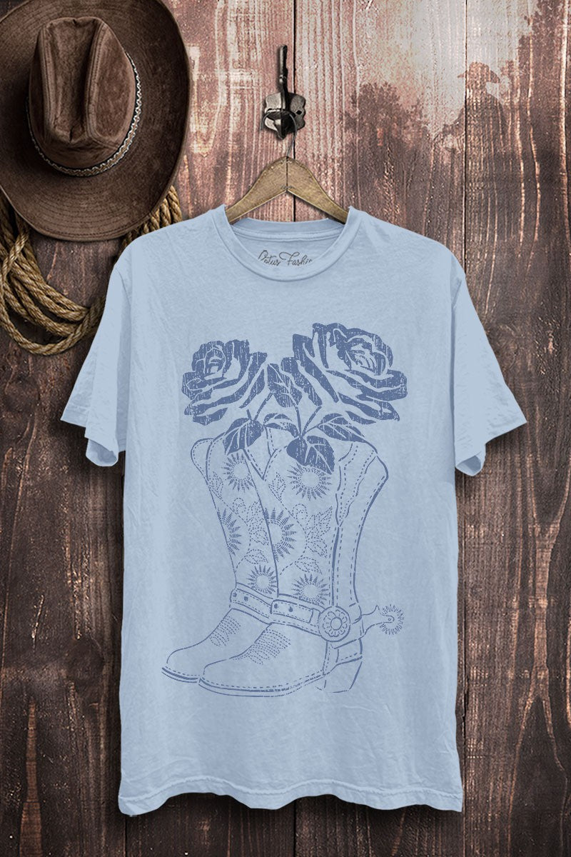 Rose Filled Boots Western Graphic T-Shirt