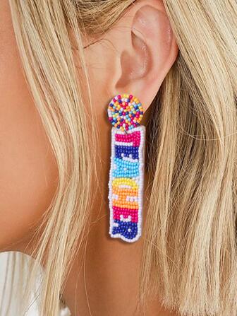Teacher Title Seed Beaded Earrings