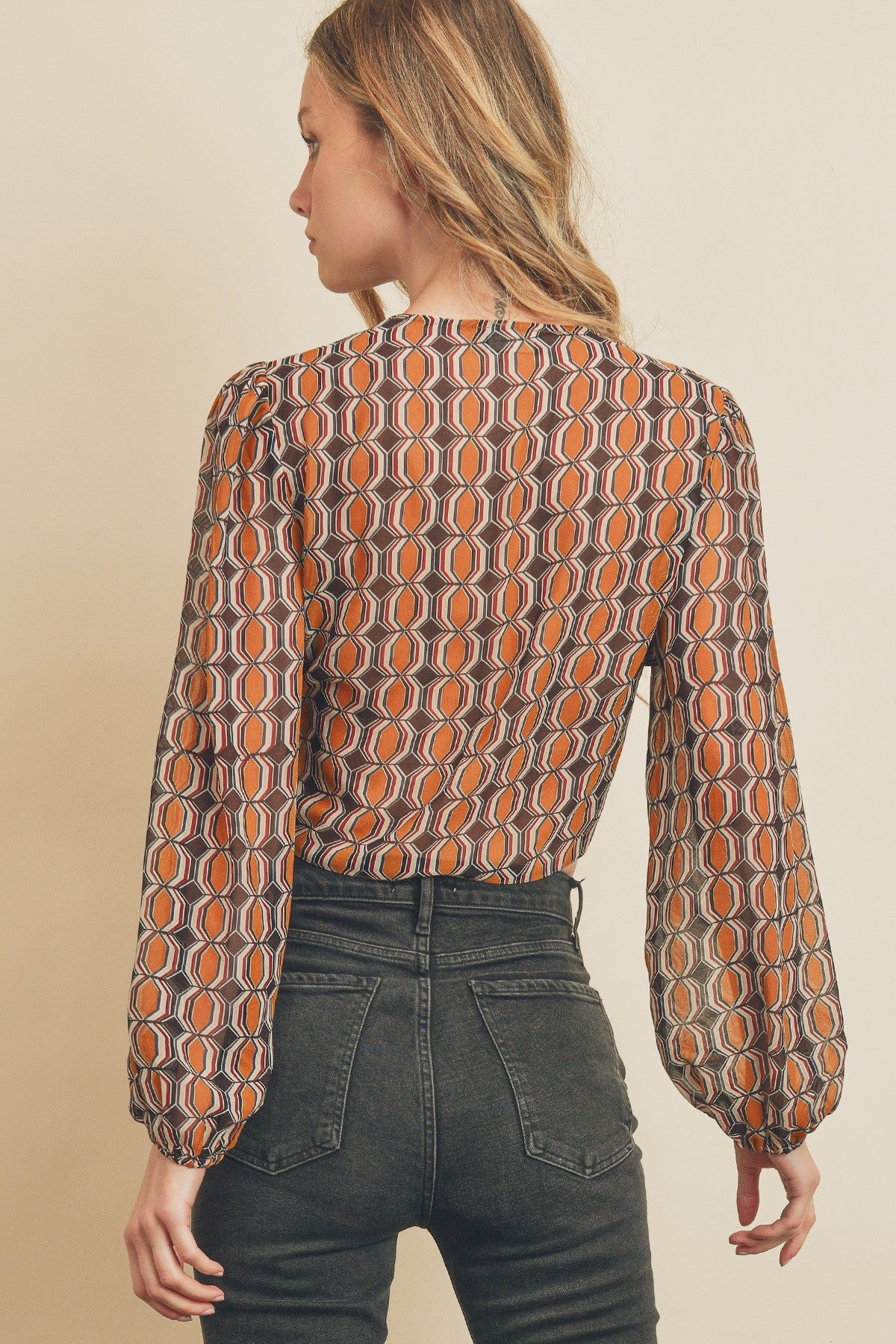 Retro Rally Tie Front Cropped Top Blouse