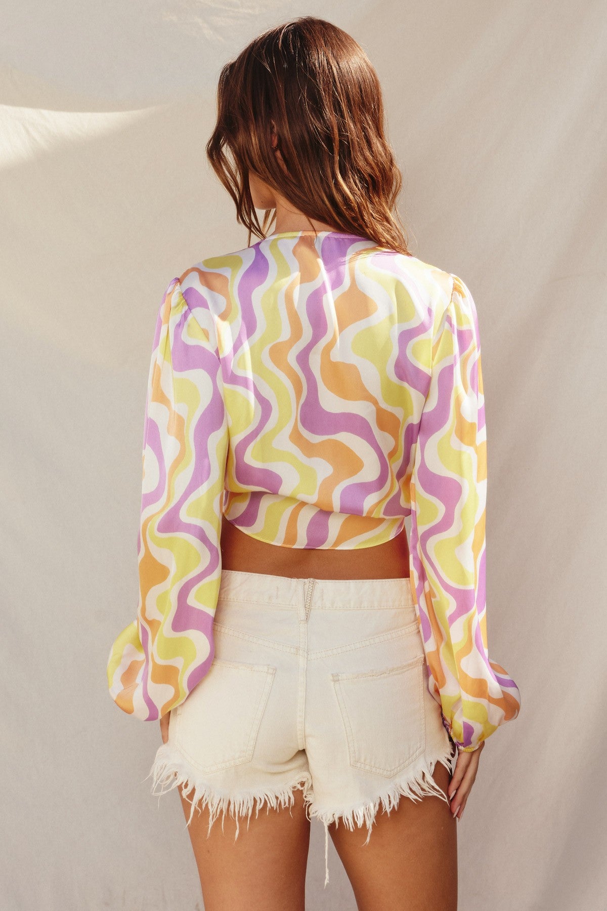 Feeling Groovy Tie Front Cropped Top