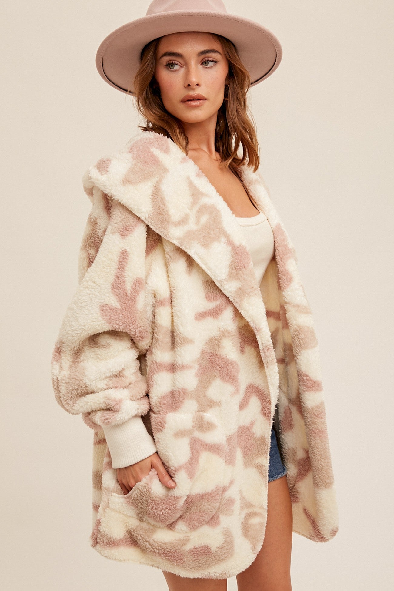 Casually Camo Pink Sherpa Teddy Jacket