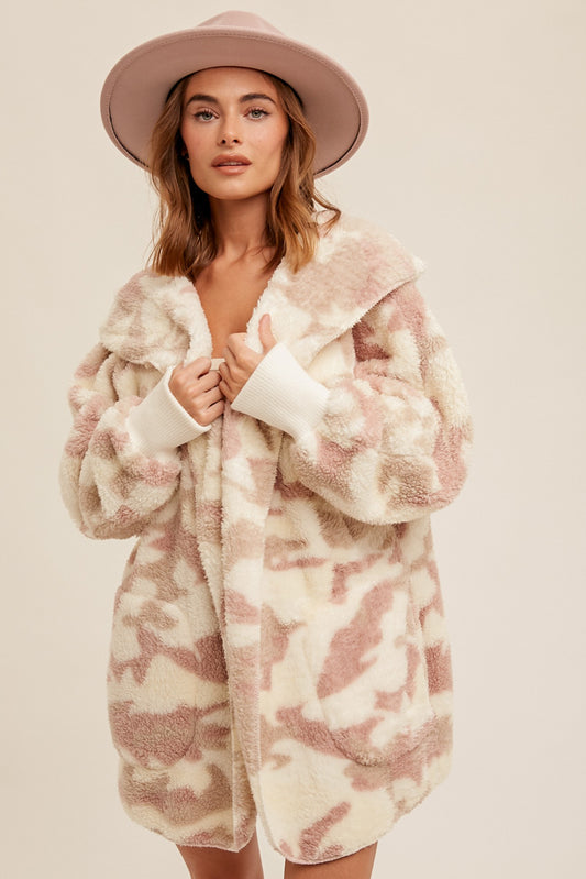 Casually Camo Pink Sherpa Teddy Jacket