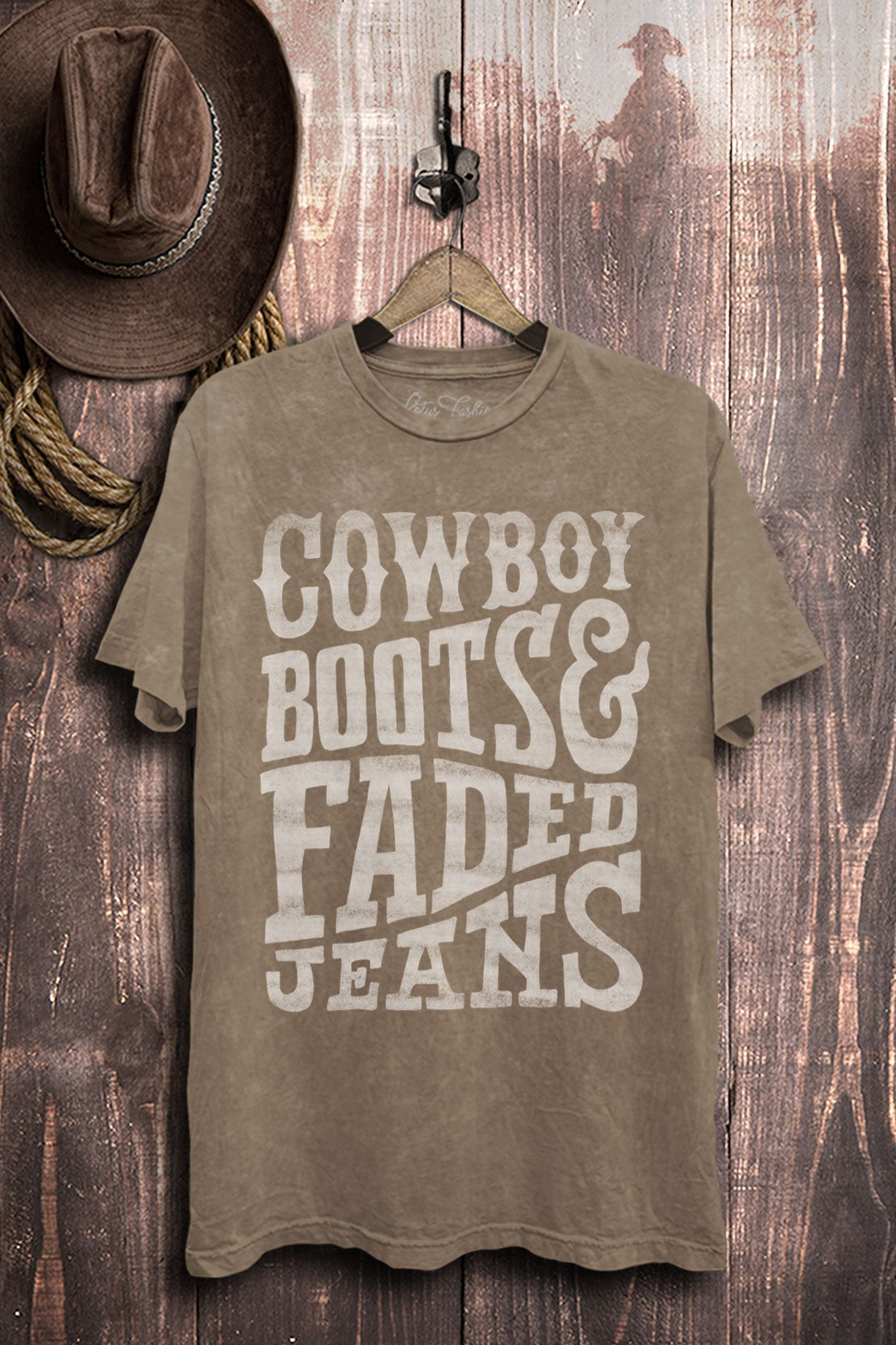 Cowboy Boots & Faded Jeans Western Graphic T-Shirt