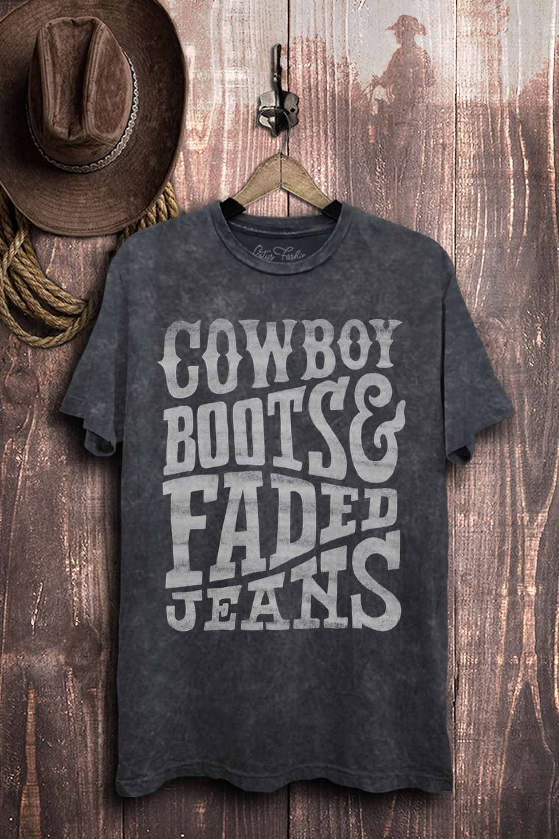 Cowboy Boots & Faded Jeans Western Graphic T-Shirt