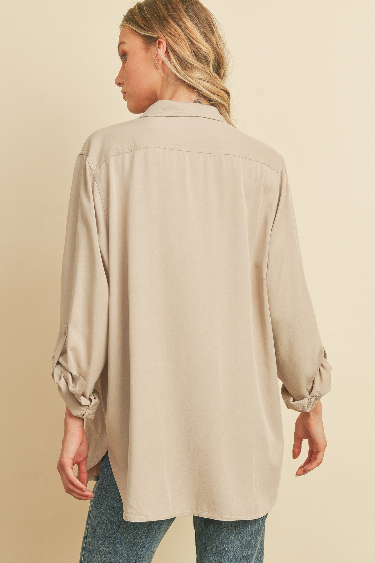 Tessa Tencel Fabric Oversized Button Down Shirt