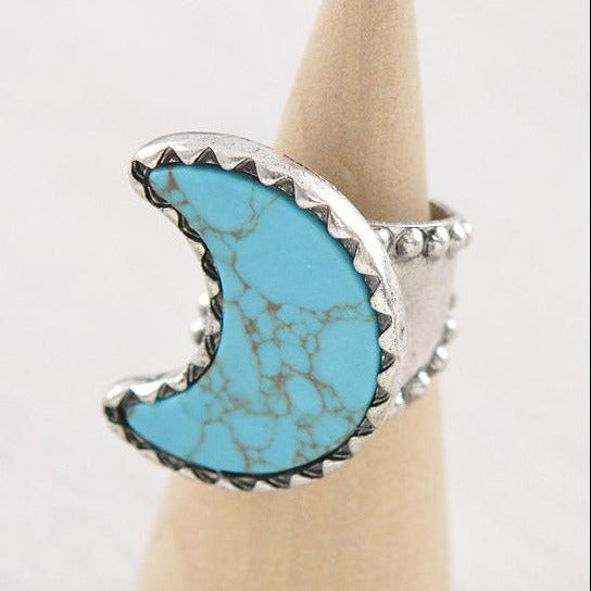 Texas Turquoise Crescent Moon Ring