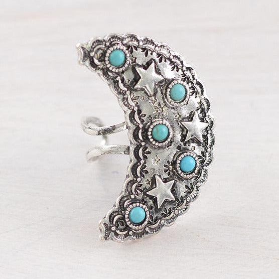 Cowgirl Crescent Moon Cuff Ring