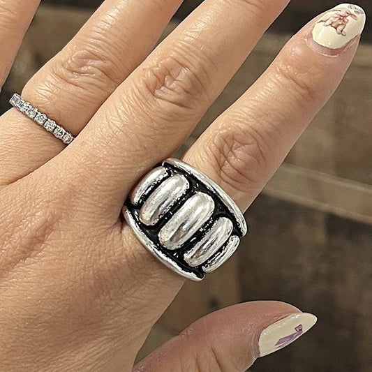 Western Silver Seven Bubble Ring