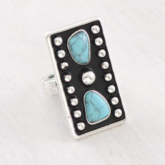 Rectangle Rock Turquoise Ring
