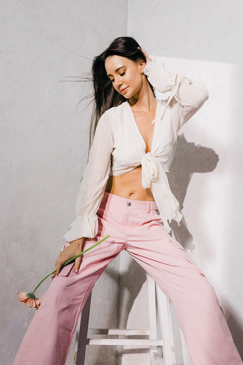 Retro Romance Tie Waist Crop Top