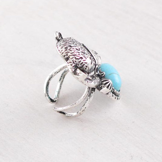 Moo-d for Turquoise Silver Cow Ring