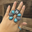Cue The Drama Turquoise Silver Cuff Ring
