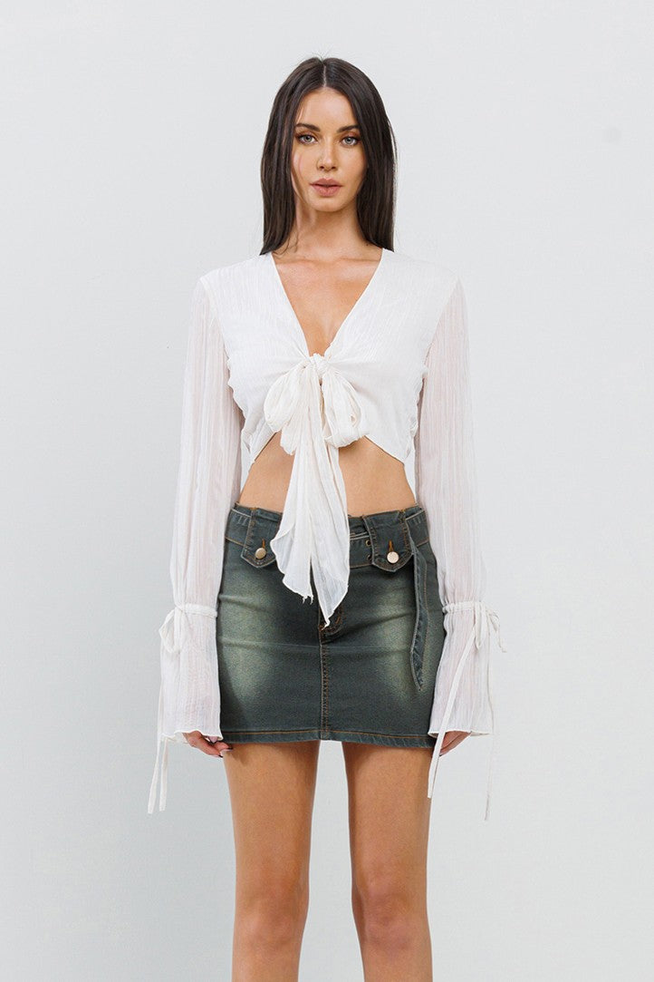 Retro Romance Tie Waist Crop Top