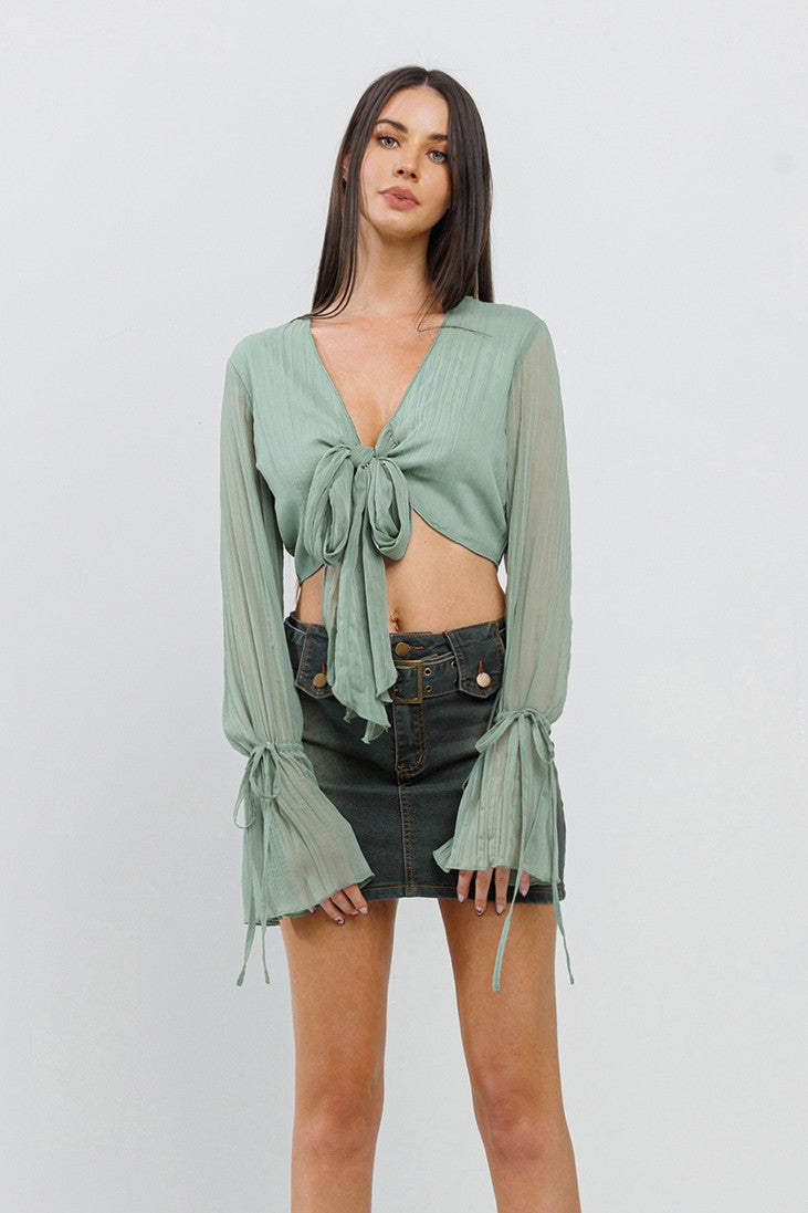 Retro Romance Tie Waist Crop Top