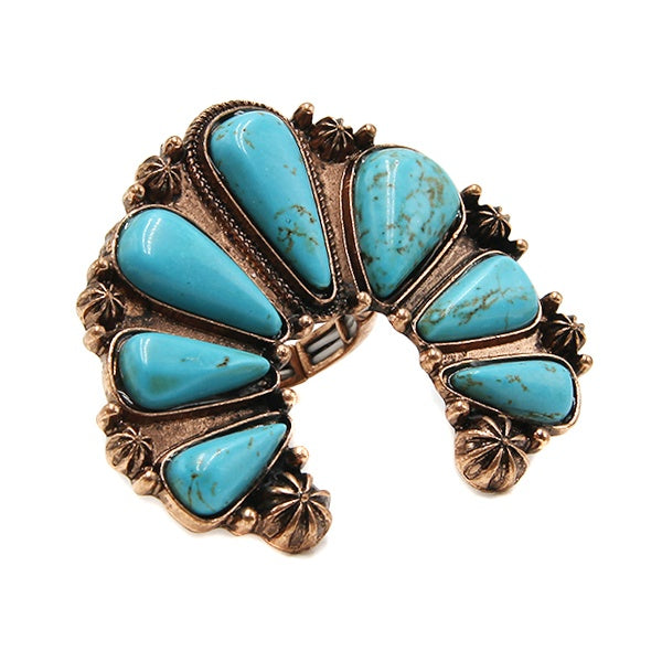 Turquoise Stone Squash Blossom Ring