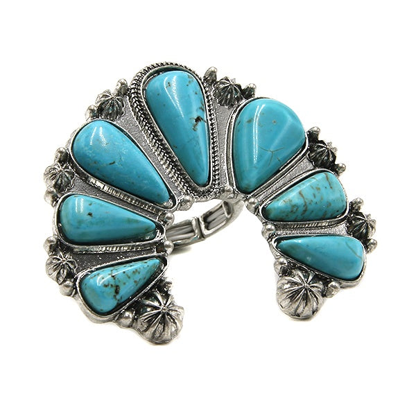 Turquoise Stone Squash Blossom Ring