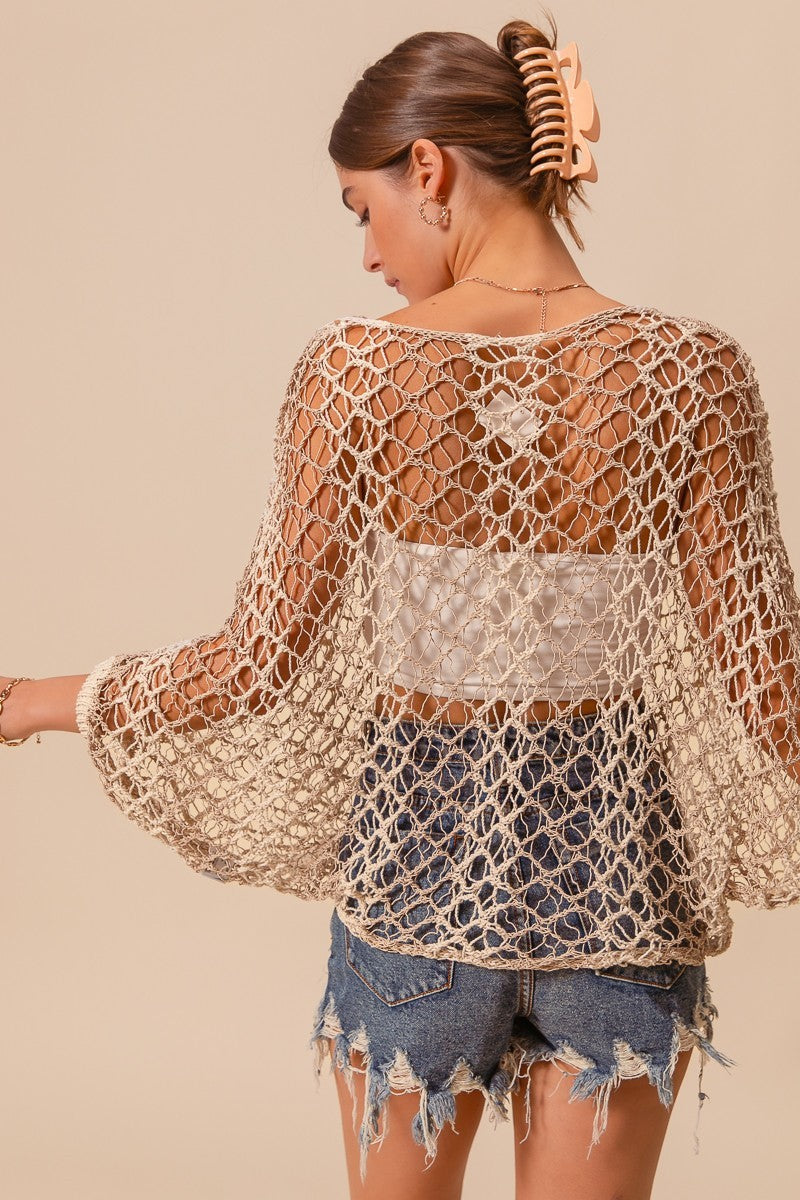 Coralie Crochet Open Knit Boho Style Casual Top