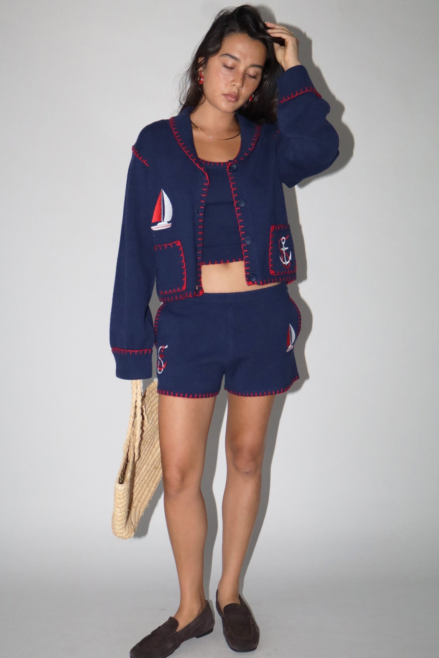 Anchors Aweigh Embroidered Patch Cardigan