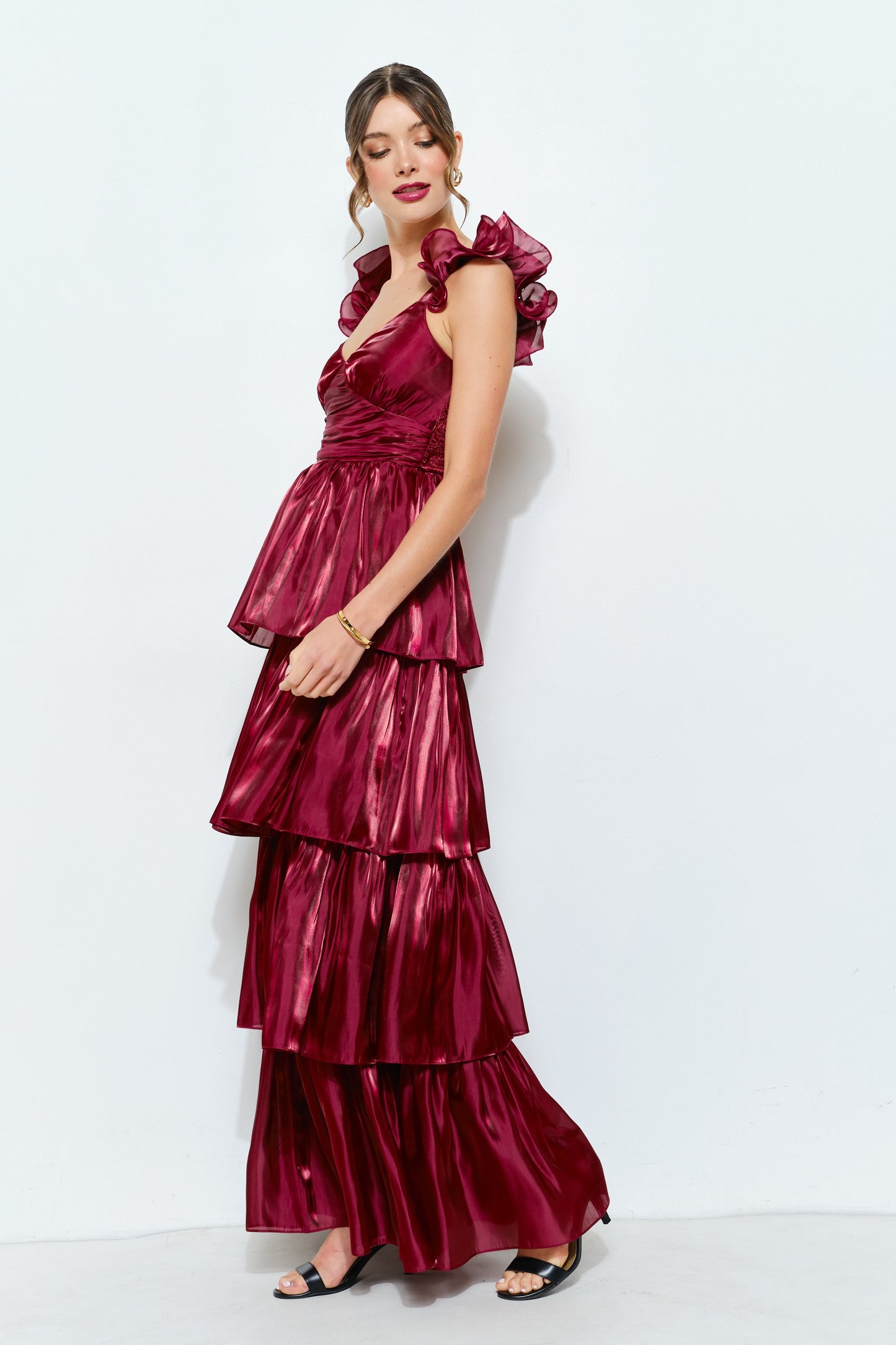 BELLE OF THE BALL BURGUNDY MAXI DRESS