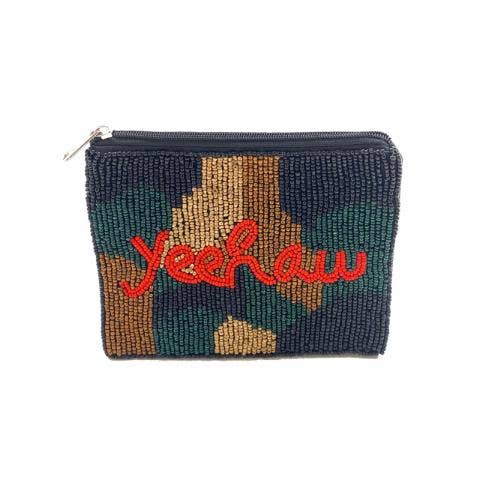 YEEHAW Camo Seed Beaded Coin Money Pouch Bag