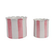 Set of 2 Pink Striped Ceramic Planters