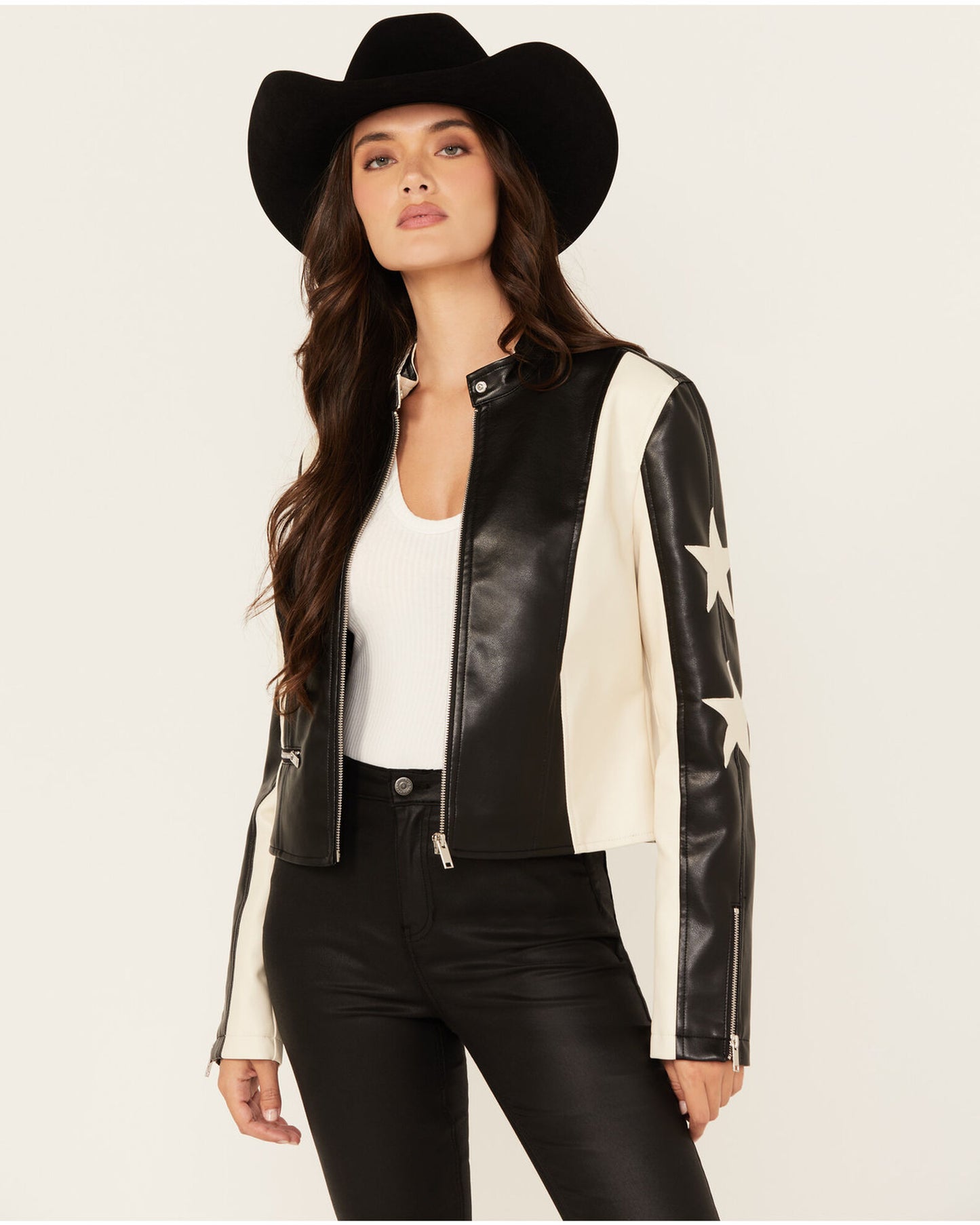 She Is A Star Vegan Leather Crop Jacket