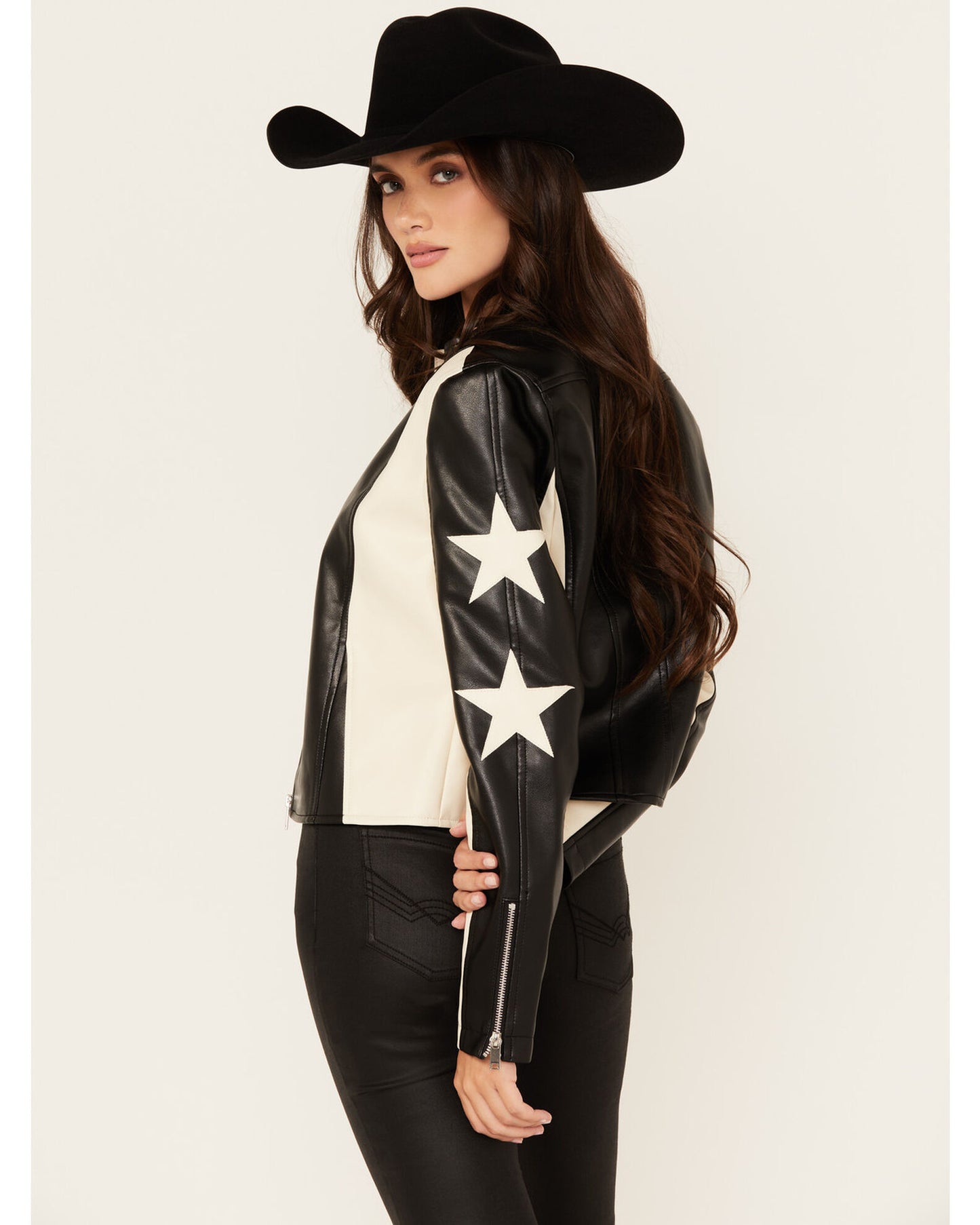 She Is A Star Vegan Leather Crop Jacket