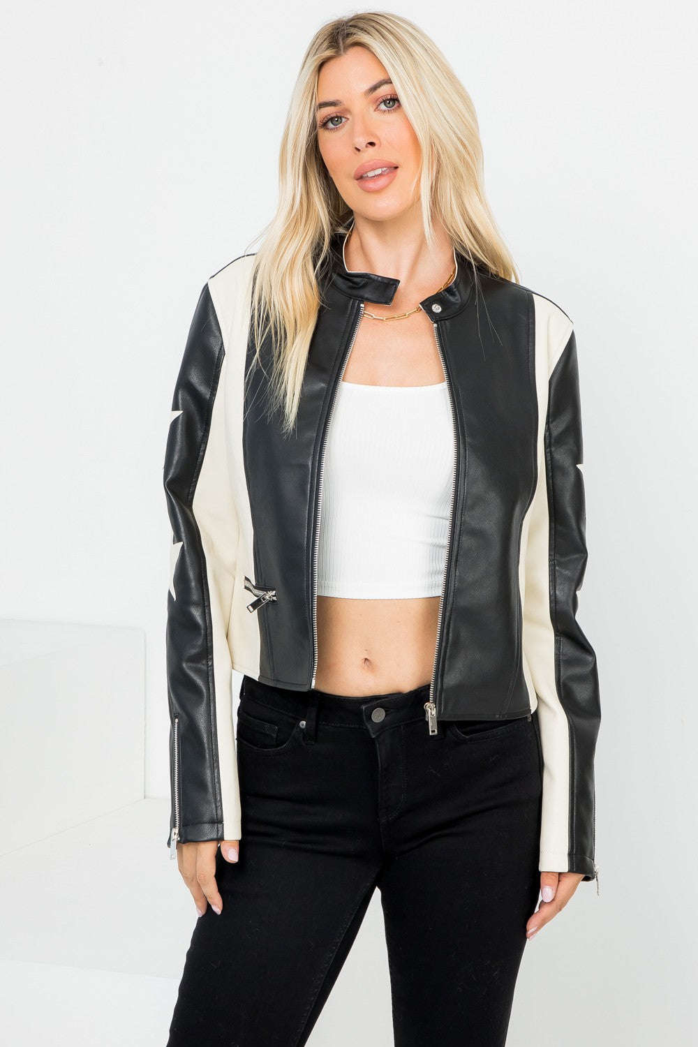 She Is A Star Vegan Leather Crop Jacket