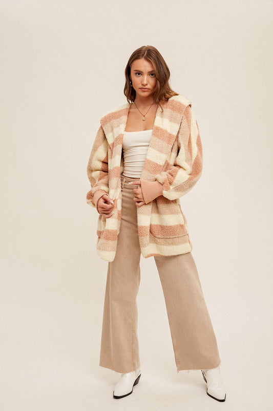 Rows of Rose Striped Teddy Jacket