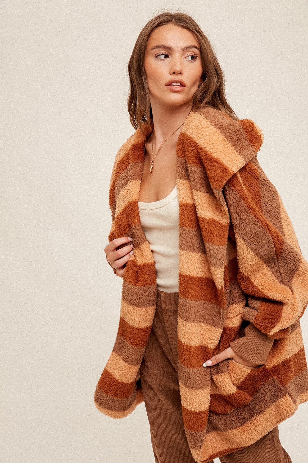 Rows of Rust Striped Teddy Jacket
