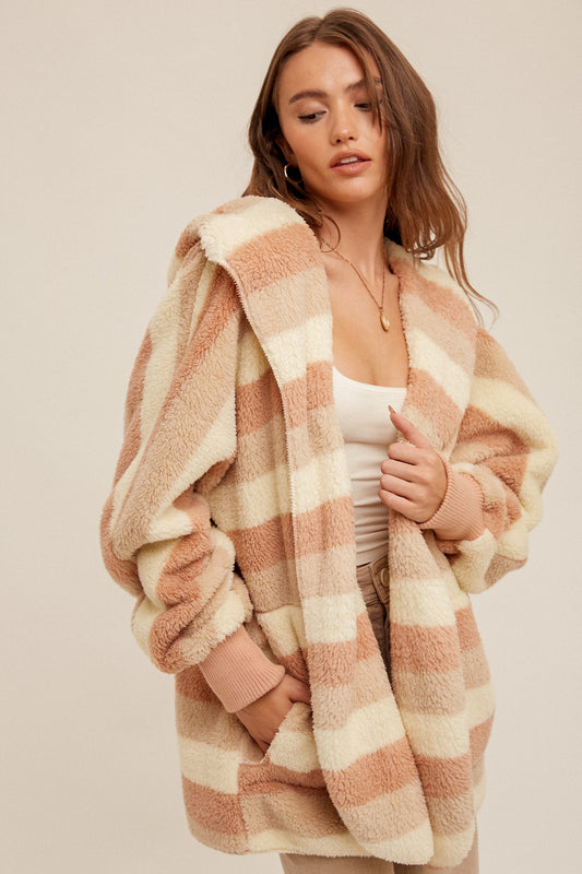 Rows of Rose Striped Teddy Jacket