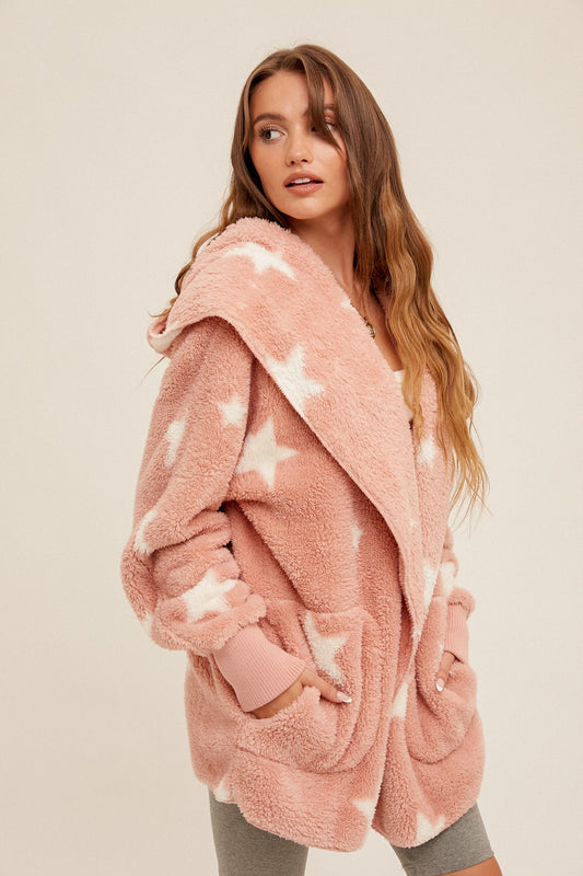 Starry Eyed Sherpa Fluffy Teddy Jacket