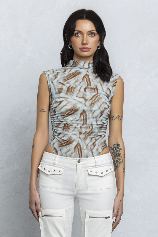 Mori Mesh Mock Neck Bodysuit