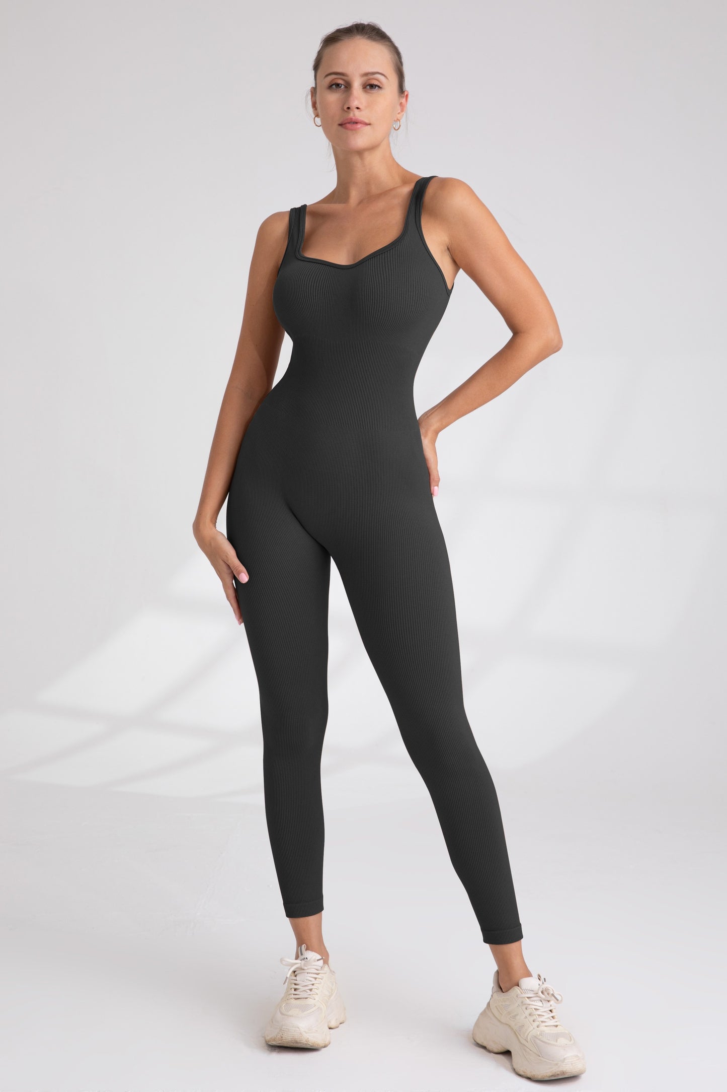 SADIE SEAMLESS ATHLEISURE BLACK UNITARD