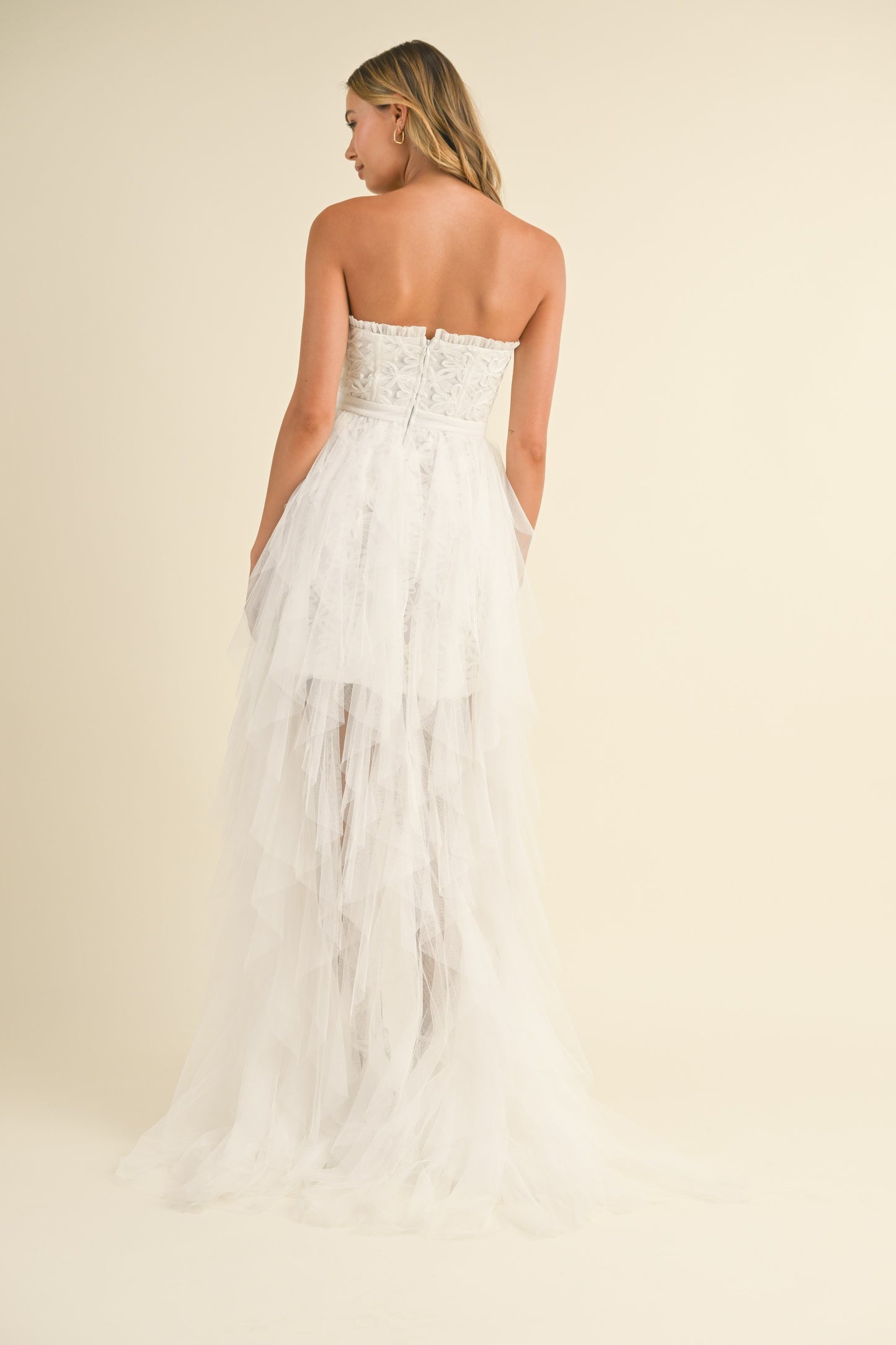 Aria Dance With Me Tulle Ruffle Dress in White