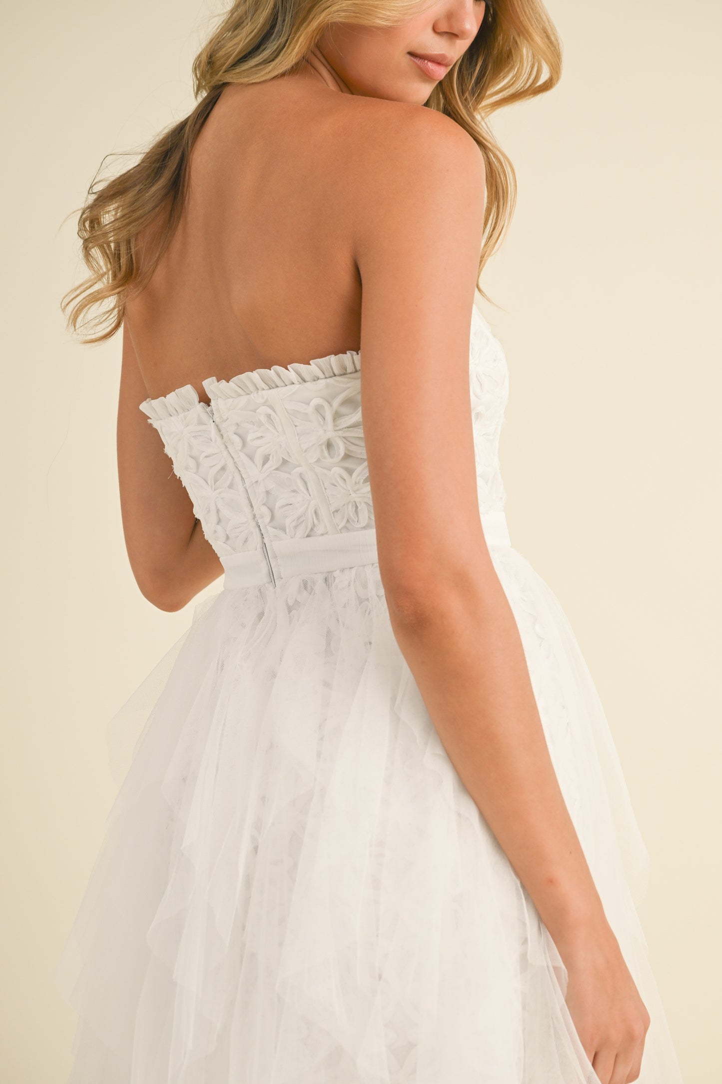Aria Dance With Me Tulle Ruffle Dress in White