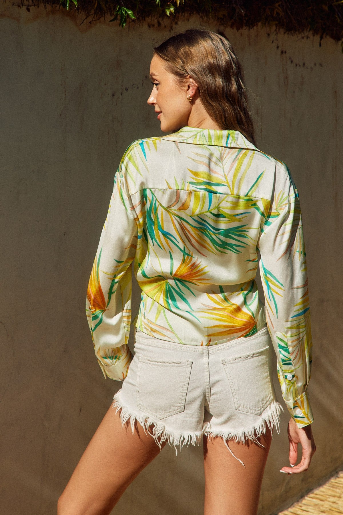 Dreamy Days Tropical Print Knot Detail Shirt