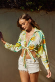 Dreamy Days Tropical Print Knot Detail Shirt